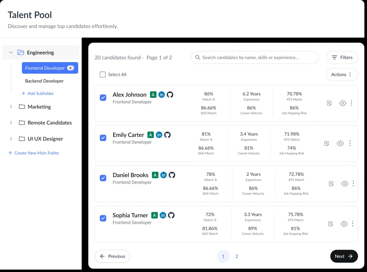 Resume Parsing & Talent Pools