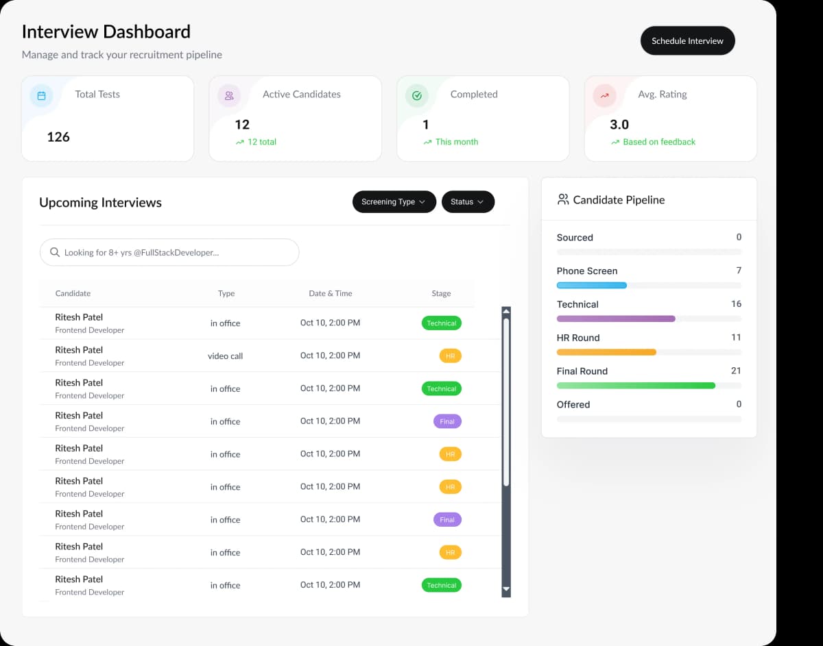 Interview Dashboard